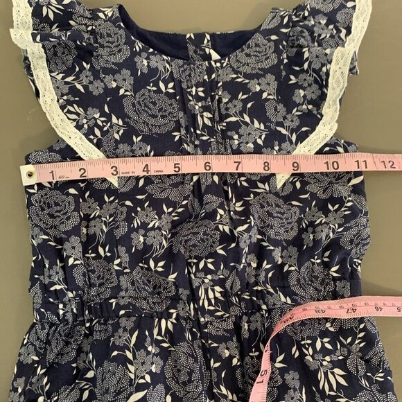 Janie & Jack Girls 3 3T Romper Jumpsuit Navy Blue Ruffle Summer Spring - Picture 14 of 16